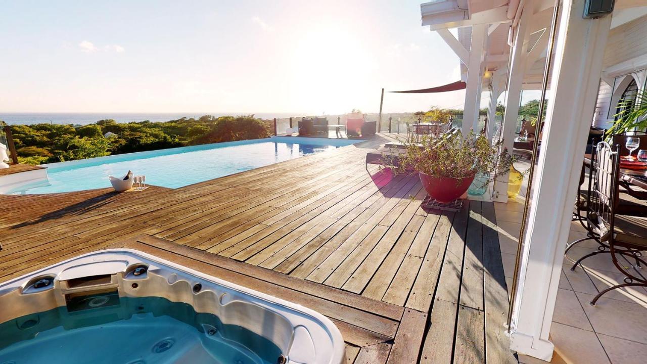 Villa Deluxe L'Hacienda Villa Vue Mer 180 Piscine Jacuzzi Proche Plage Marina Golf Pointe Des Chateaux Et Casino Jardin Clos Voyage Durable Saint-Francois  Phòng bức ảnh
